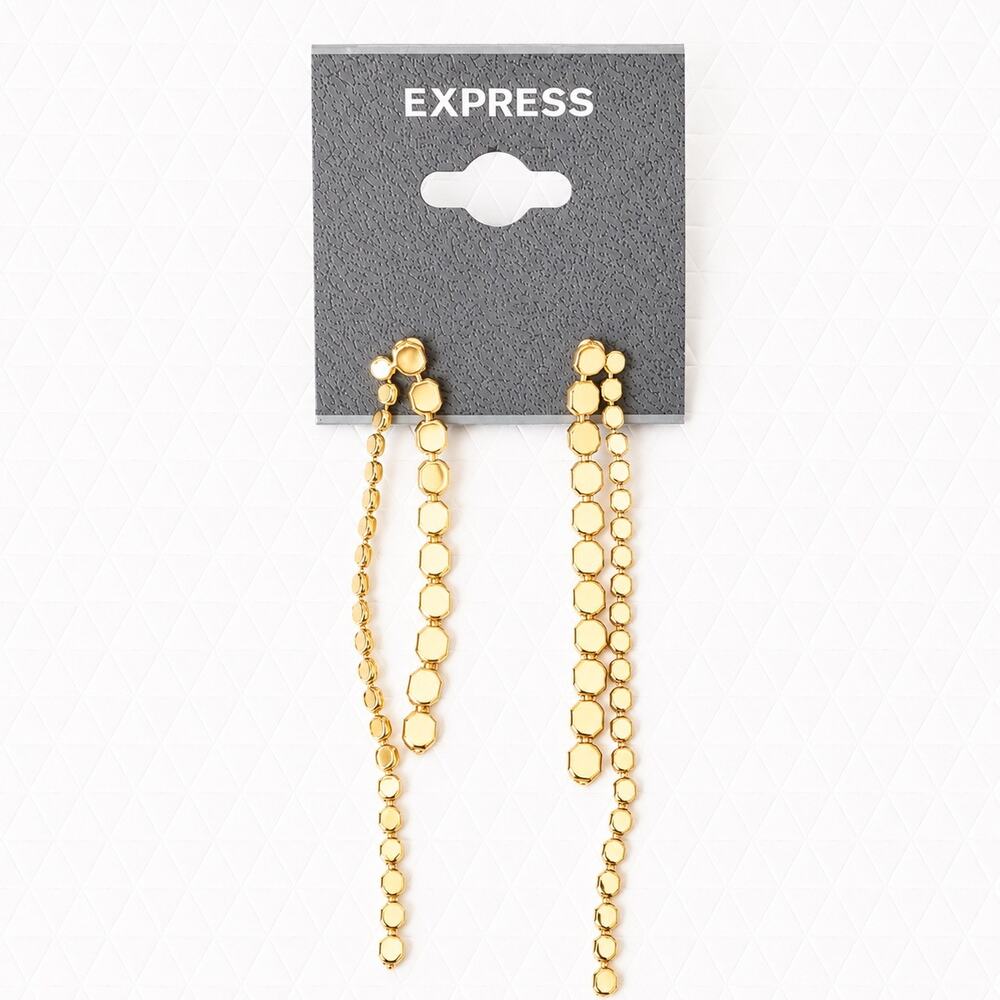Express Long Gold Chain Drop Earrings — NWT
